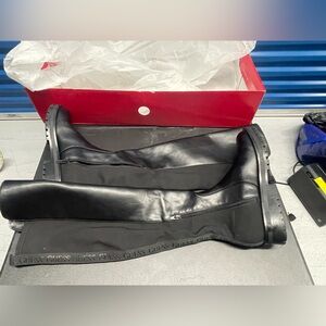 Guess Black Tall Leather Riding Boots with Side Zipper